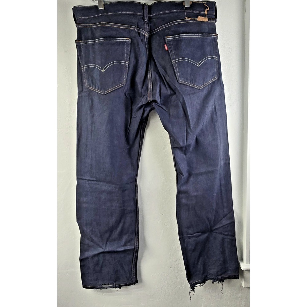 Levis 505 Jeans Mens Blue Denim Cotton Regular Fit Straight Distressed 36x30 - Picture 2 of 13